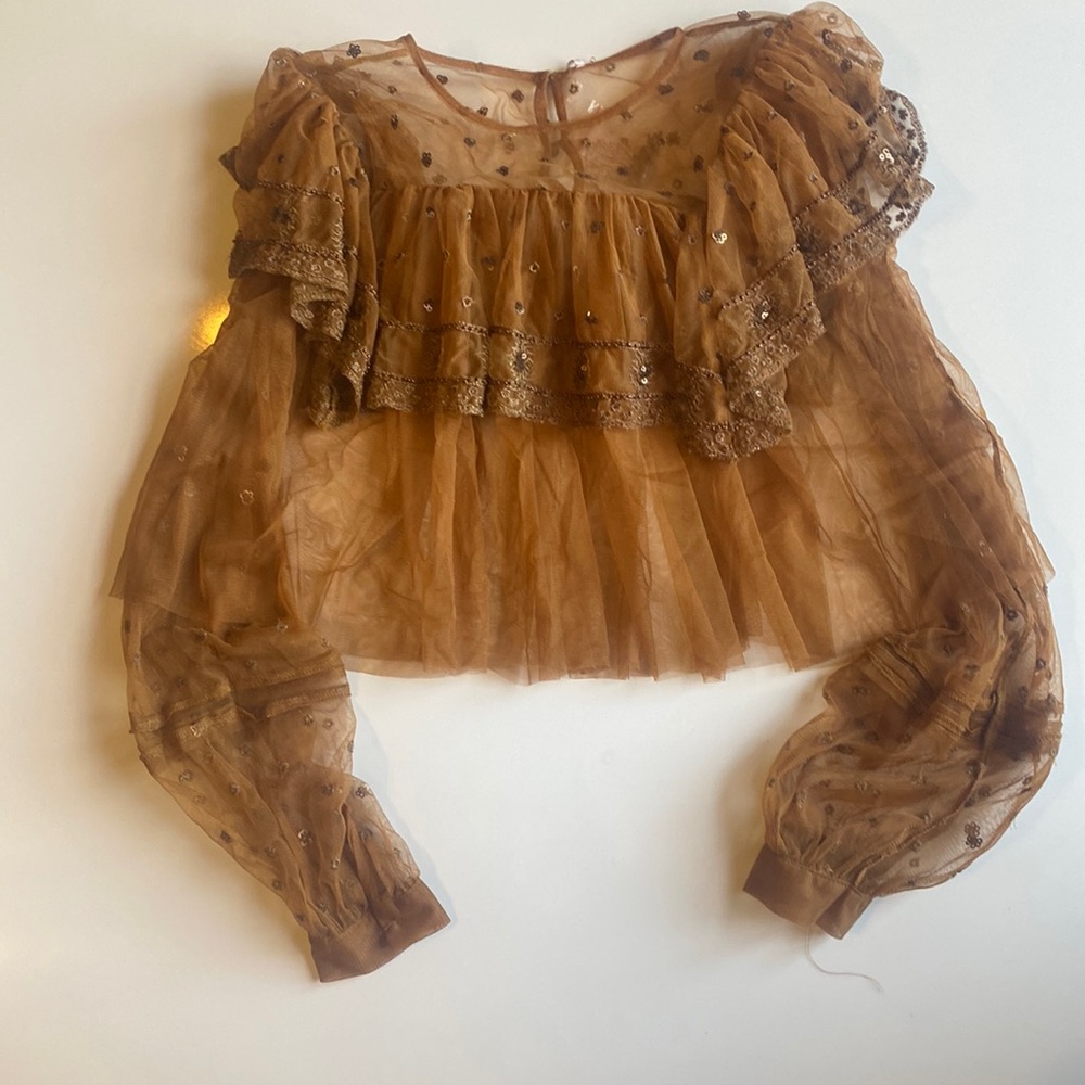 Free People Sheer Peasant Top Small